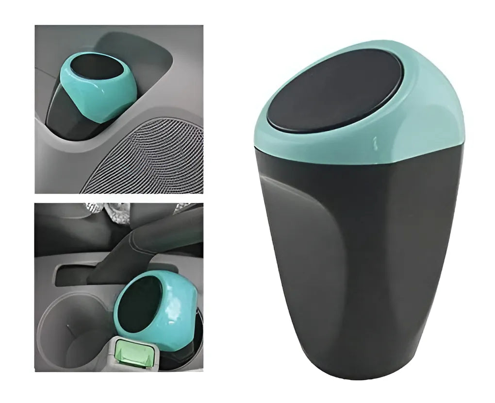 Basurero Auto Portátil Organizador Higiene Sanitario Papel Color Negro con Azul
