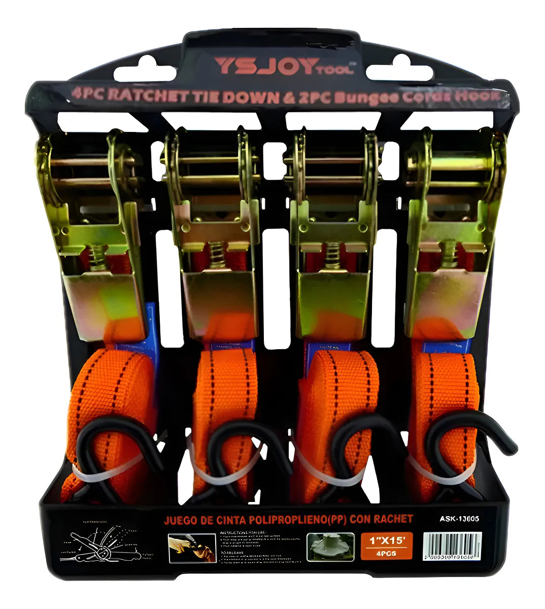 Set Kit Juego Eslinga Cinta Amarre Ratchet 4 Piezas