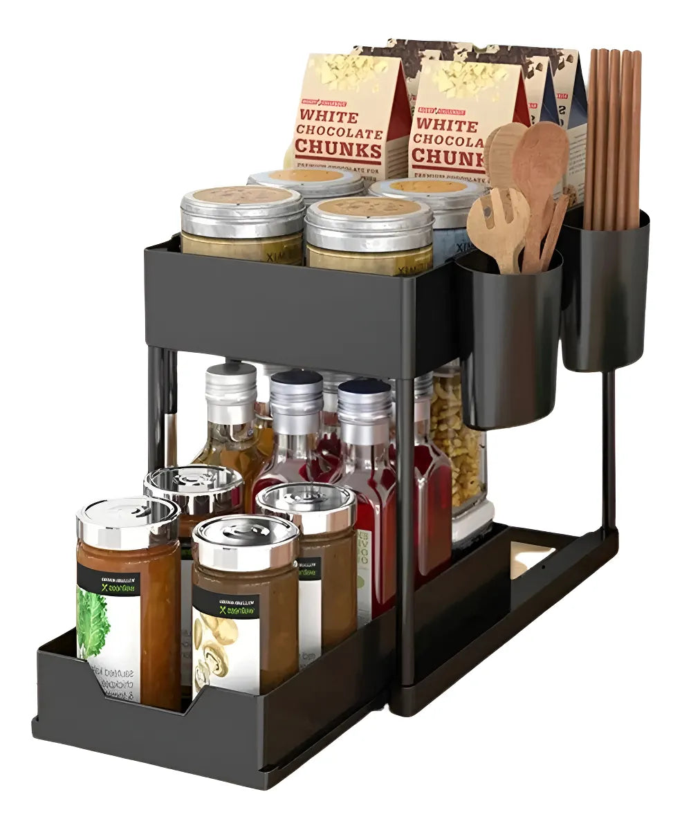 Organizador De Cocina Estante De Almacenamiento De 2 Niveles Color Negro