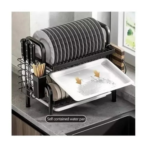 Secador Escurridor De Platos 2 Niveles Color Negro 6358 2n