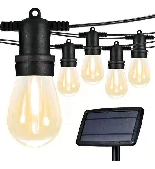 Luces Guirnalda Solar 10 Led Ampolleta Calida  5 Mtrs